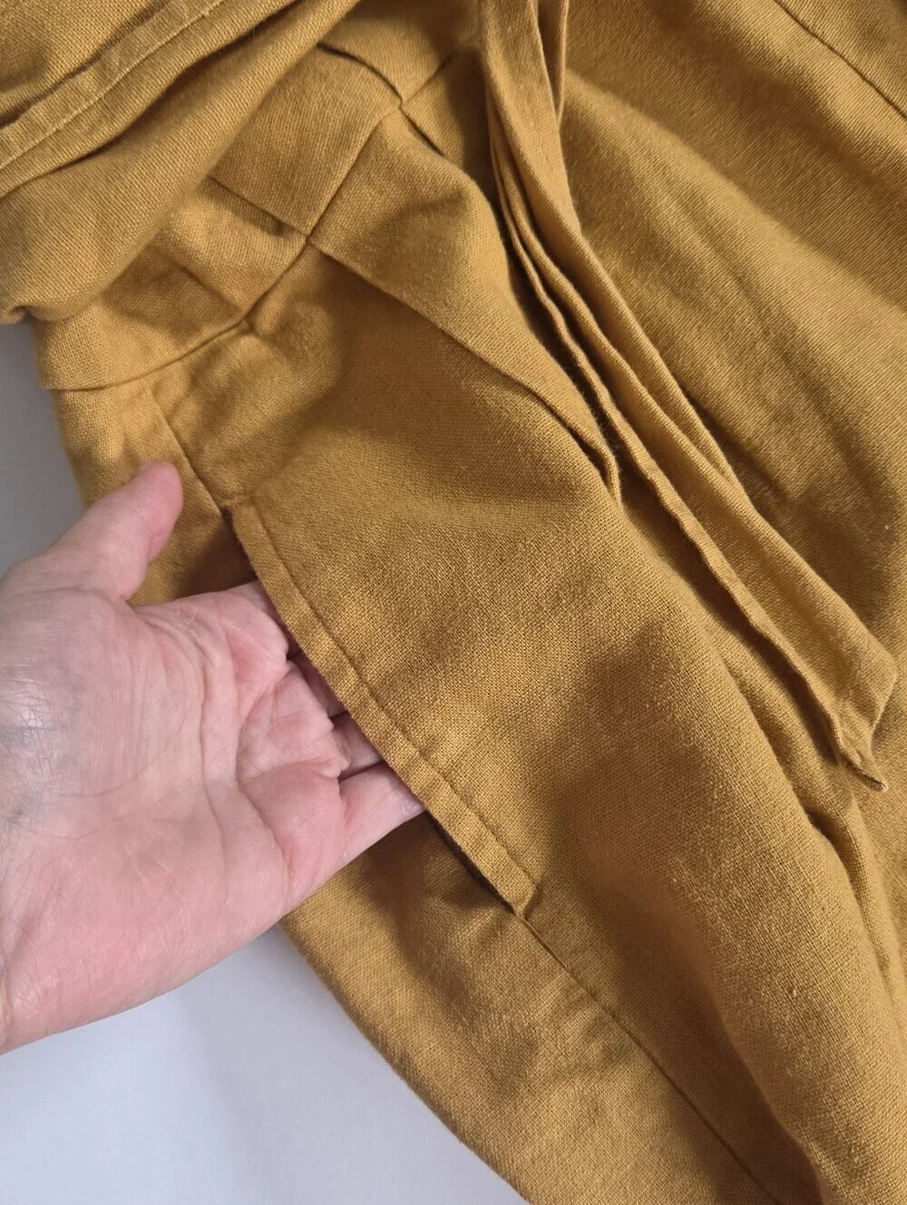 Greylin Linen Cotton Jumpsuit Tie Waist Wide Leg Mustard Anthropologie sz S